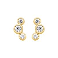 Moderne silberne Ohrringe mit runden Lab Grown Diamanten Ebba