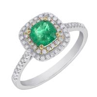 Ring aus zwei Goldarten mit Smaragd und Diamanten Vicente