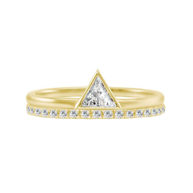 Goldset von Eternity Ring und Ring mit Trillion-Diamant Hylia 21572