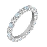 Platin Memoire Ring mit Aquamarinen und Diamanten Margaid