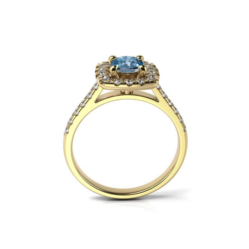 Goldener Verlobungsring mit blauem Diamanten 22342