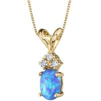 Goldener Anhänger mit blauem ovalen Opal und Diamanten Sofek