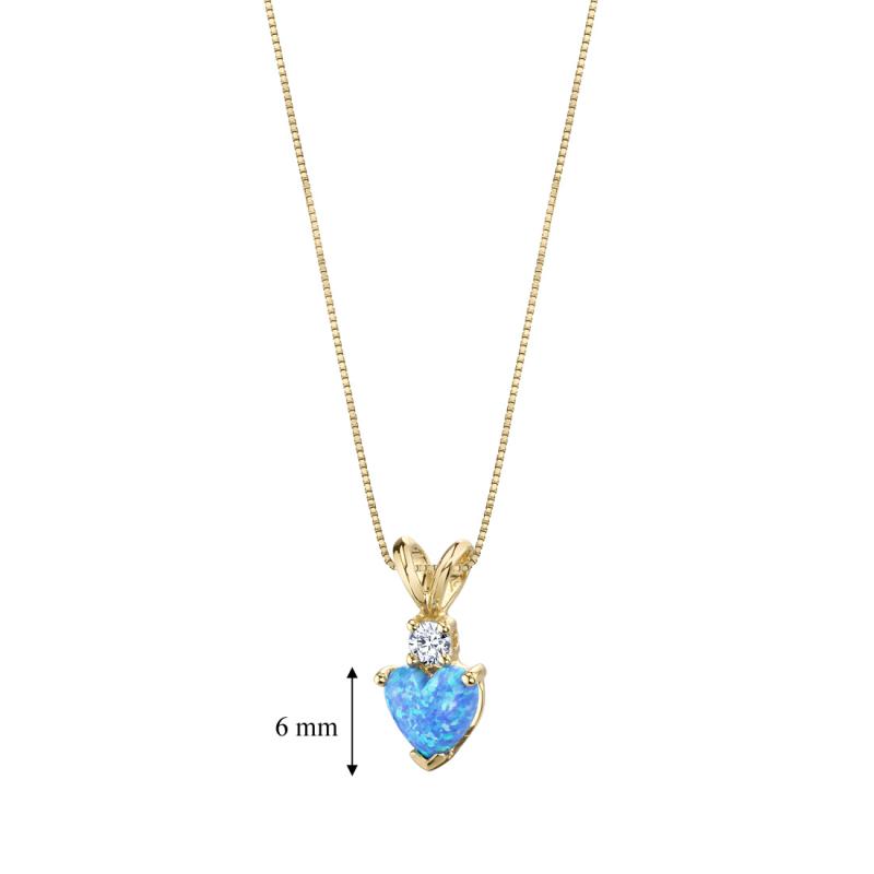 Goldener Anhänger mit blauem Opal-Herz und Diamant Yucca