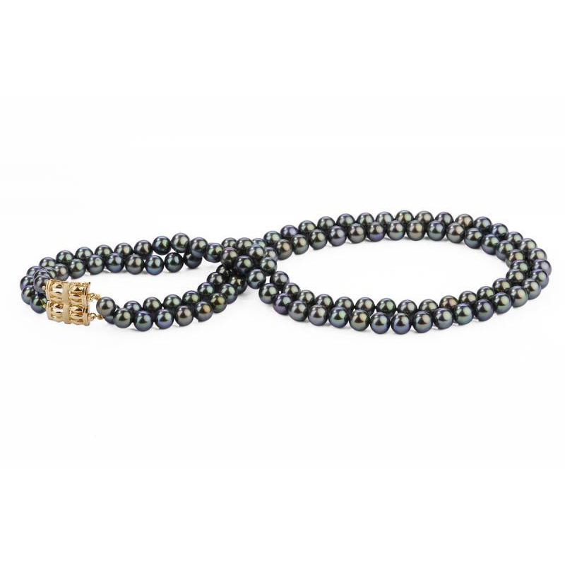 Goldene Perlenkette mit schwarzen Perlen Idhitri 24012