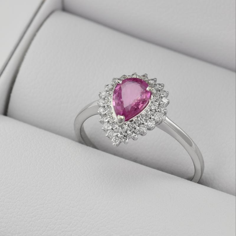 Goldring mit rosa Saphir und Diamanten in Eppi-Geschenkbox 25982