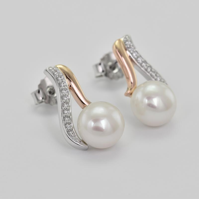 Silberne Ohrringe mit weißen Perlen Lamesi 26692