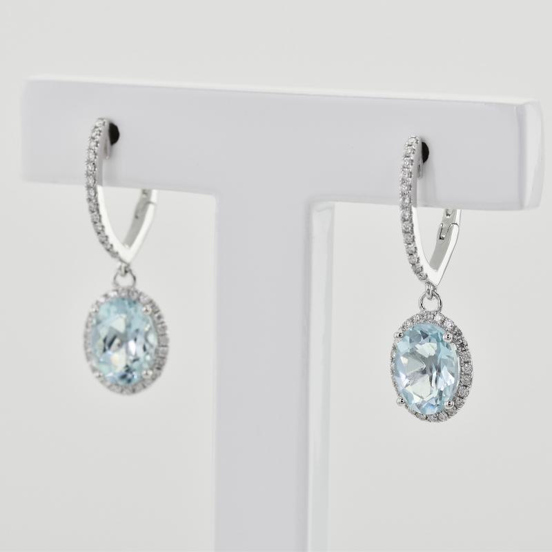 Goldene Ohrringe mit Aquamarinen und Diamanten Azura 26792