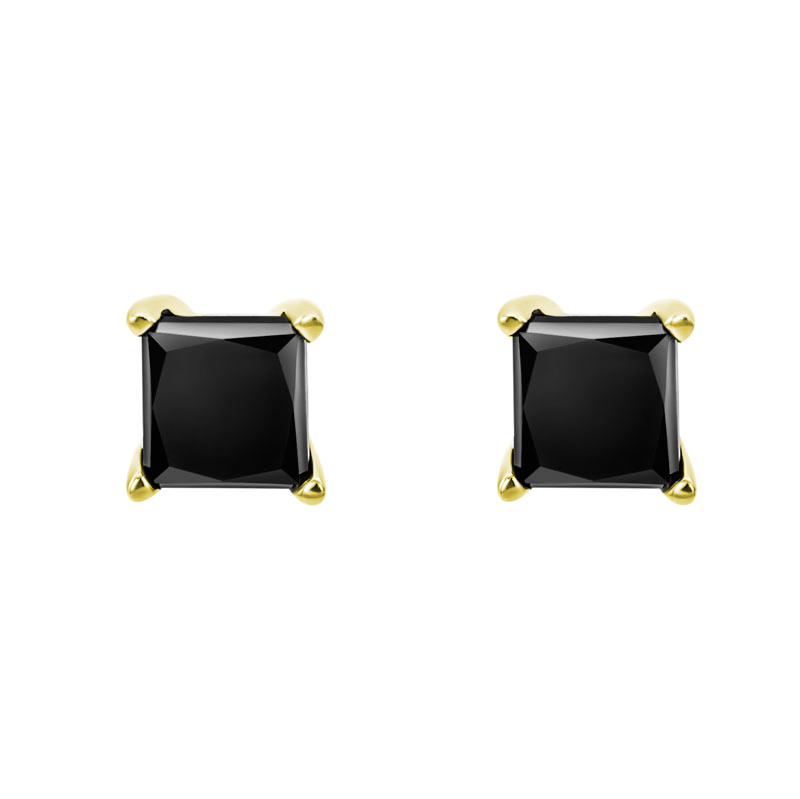Goldene Ohrstecker mit schwarzen Diamanten Wasi 29802