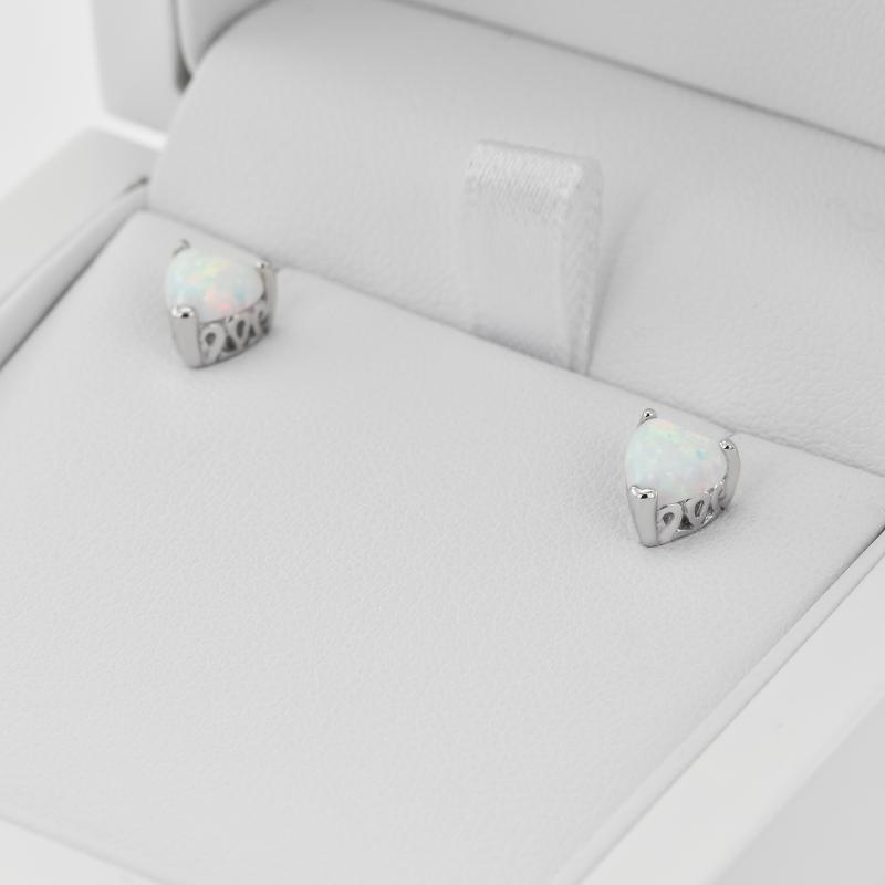 Herzchen-Ohrringe mit Opal in Eppi-Geschenkbox 33182