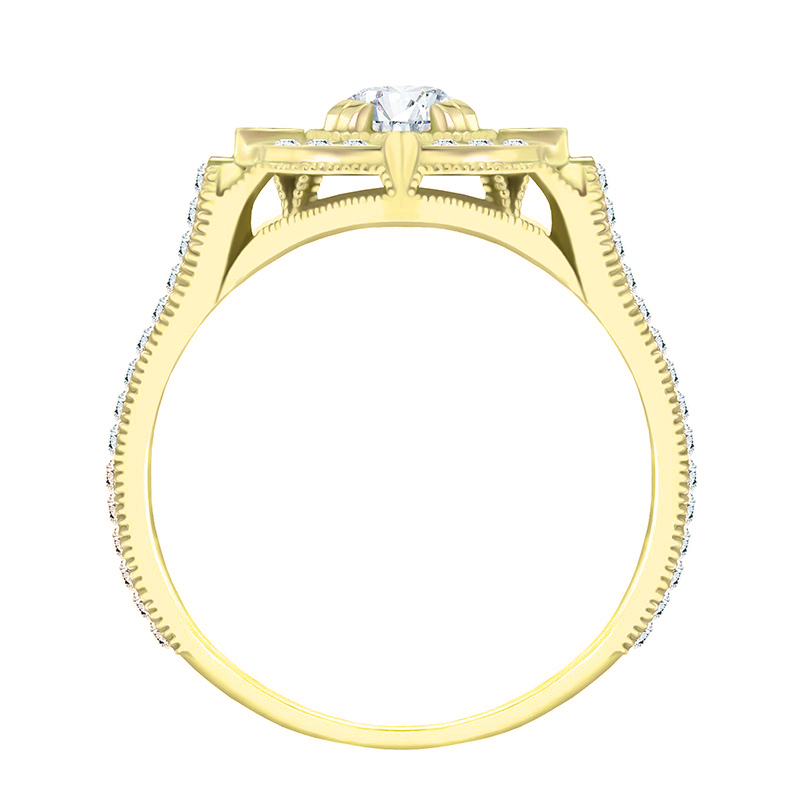Verlobungsring im Vintage-Stil aus Gold mit Diamanten Lomenie 35772