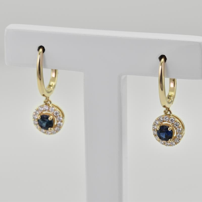 Goldene Ohrringe mit Saphiren und Diamanten Macy 38432