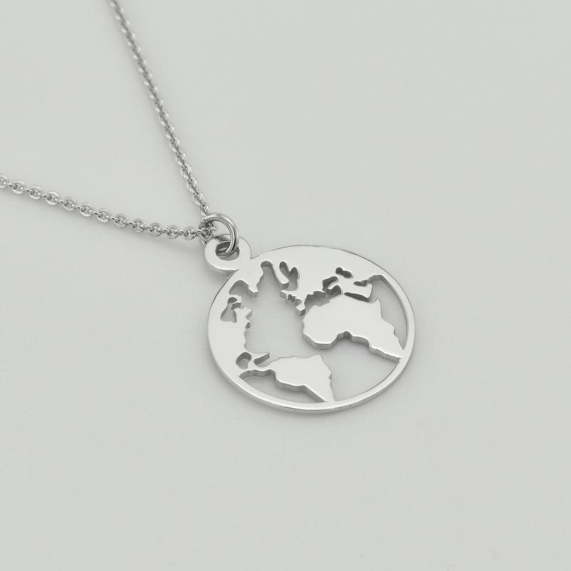 Goldene Halskette mit Weltkarte World 43022