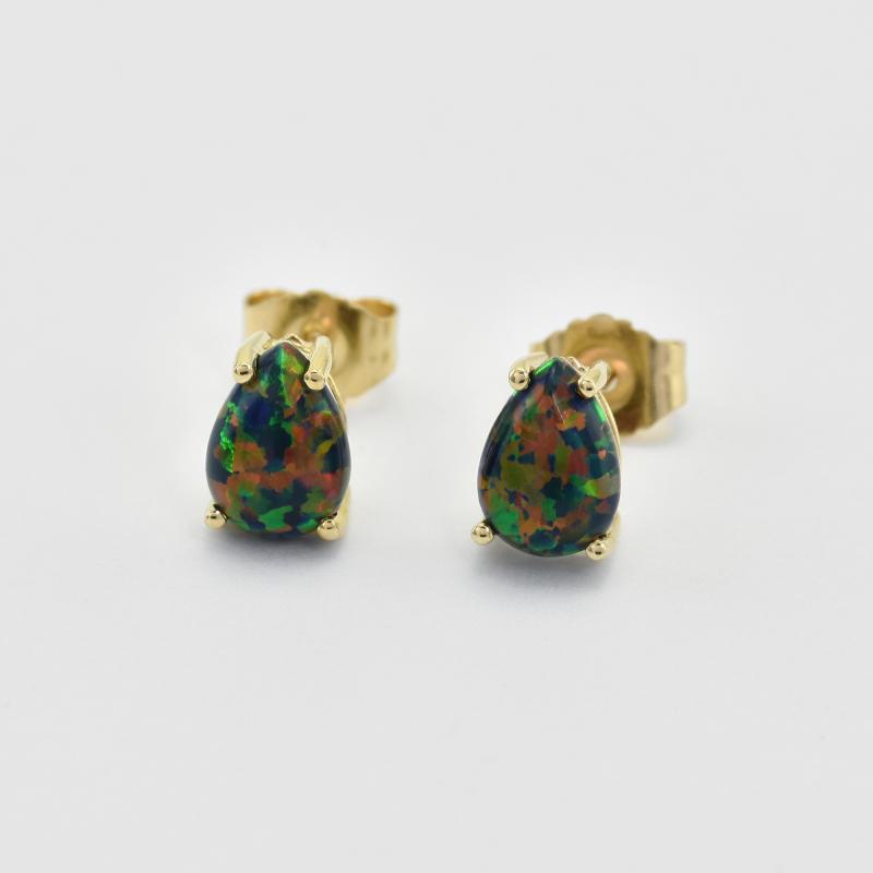 Schwarze Ohrringe mit Opal 43722