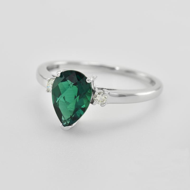 Goldring mit Smaragd in Birnenform und Diamanten Ralphie 45382