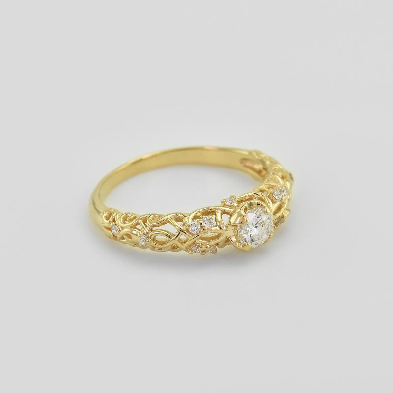 Vintage Verlobungsring in Gold mit Diamanten und Moissanit Leana 46652