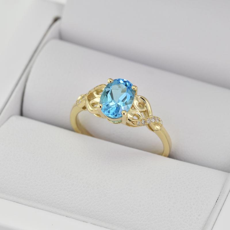 Goldring mit Blautopas und Diamanten Alanyse 46712