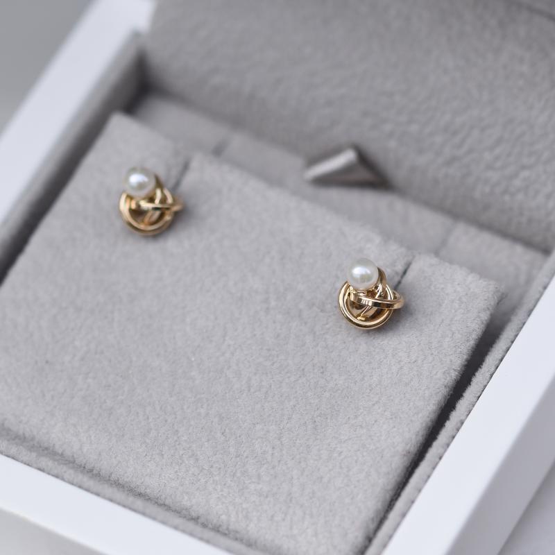 Ungewöhnliche Ohrringe aus Gold mit Perlen Chiarla 48962