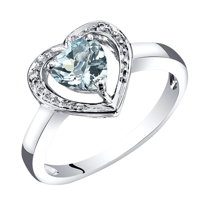 Goldener Ring mit Aquamarinherz und Diamanten Parvin