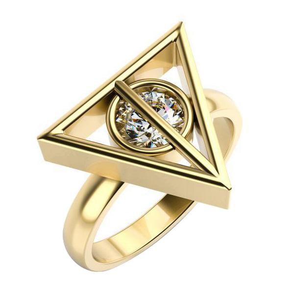 Magischer Goldring Harry Potter mit Diamant 59442