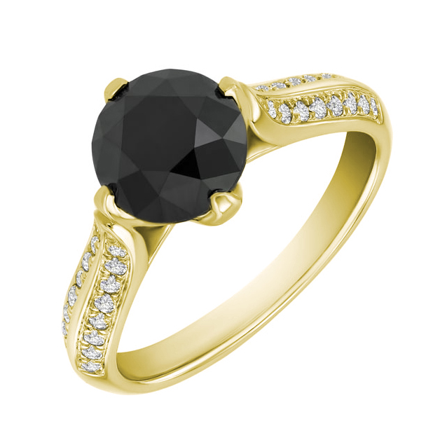 Goldener Verlobungsring mit 2.47ct schwarzem Diamant Ida 59472