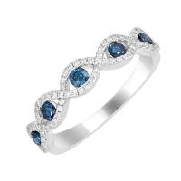 Goldener Memoire Ring mit blauen und klaren Diamanten Sanvi