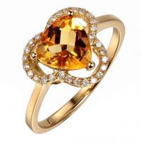 Goldener Citrin Ring mit Diamanten Joely