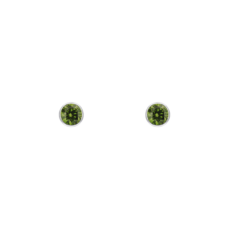 Bezel Ohrringe aus Platin mit grünen Diamanten Sarkis