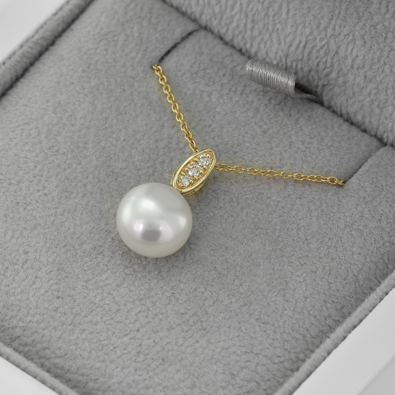 Silberner Perlenanhänger mit Diamanten Allaire 73202