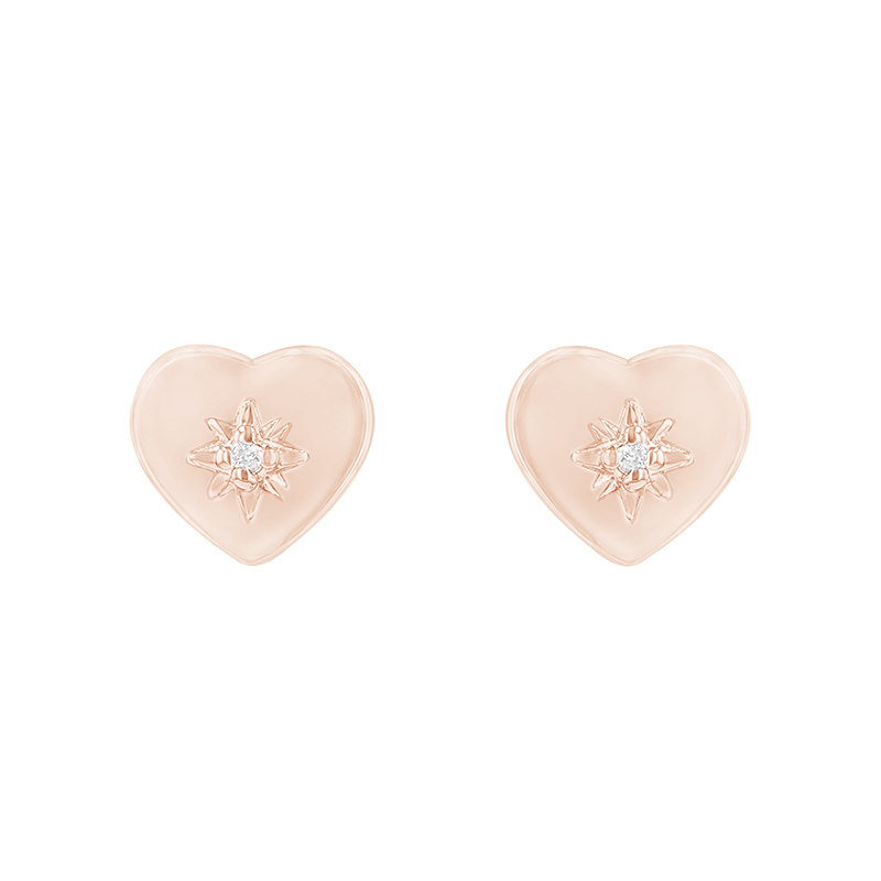 Goldene Ohrringe in Herzform mit Diamanten Saral 81392