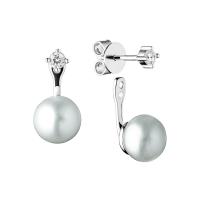 Silberne Ohrringe 2in1 mit grauen Perlen Cande