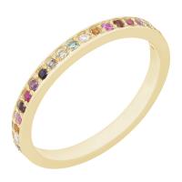 Goldener Eternity-Ring mit Edelsteinen in Regenbogenfarben Queer