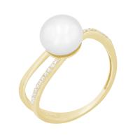 Eleganter Ring mit Perle und Diamanten Enrica