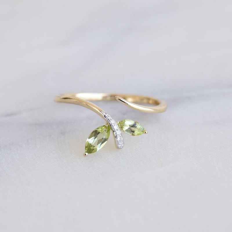 Zarter Ring mit grünen Amethysten und Diamanten Viktor 86782