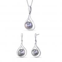Elegantes Silberset mit grauen Perlen Ladana