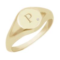 Ring mit einem Diamanten und eingraviertem Buchstaben Khloe