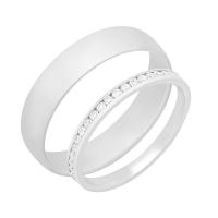 Eheringe aus Eternity-Ring mit Lab Grown Diamanten und einem breiten Komfort-Ring Willis