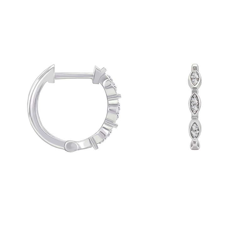 Silberne kreisförmige Ohrringe mit Lab Grown Diamanten Reema 103973