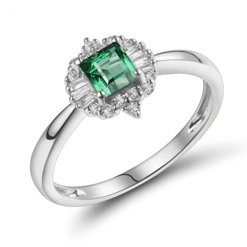 Smaragdring mit Diamanten aus Gold Chente 104653