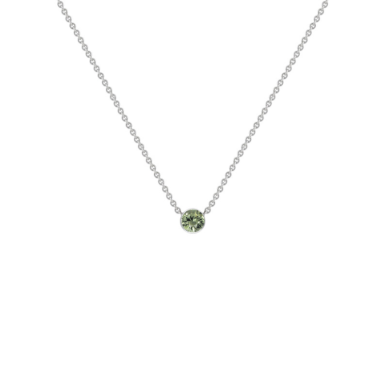 Silberne minimalistische Kette mit einem grünen Saphir Glosie 125563
