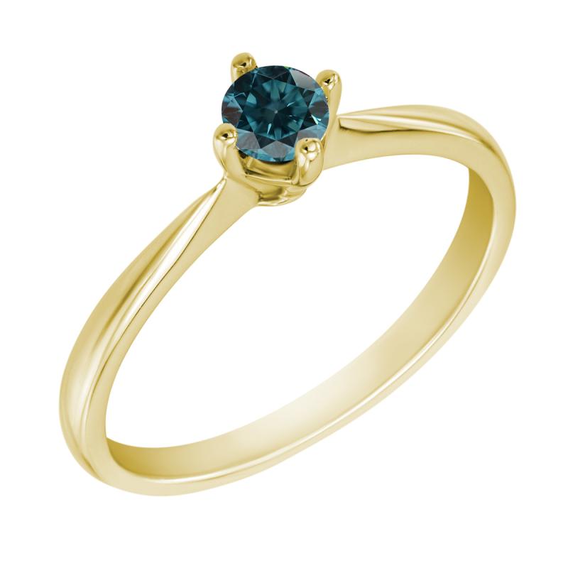 Ring mit blauem Diamanten in Gelbgold 15613