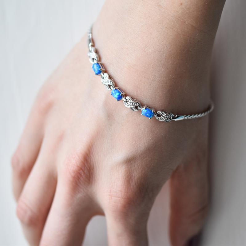 Silbernes Armband mit blauen Opalen Clio 16143