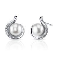 Silberne Ohrringe mit Perlen und Zirkonia Hald