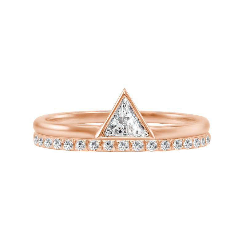Goldset von Eternity Ring und Ring mit Trillion-Diamant Hylia 21573