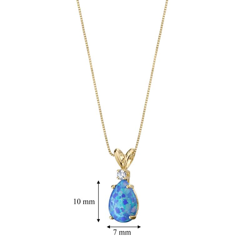 Goldene Halskette mit blauem Opal und Diamant 22983