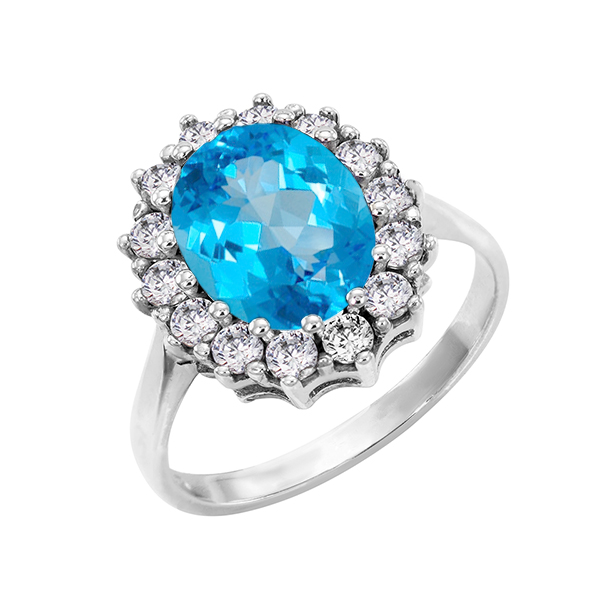 Ring mit blauem Topas und Diamanten Chrys