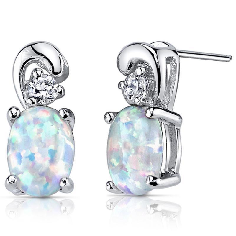 Ohrringe aus Silber mit Opalen und Zirkonia Trishanku