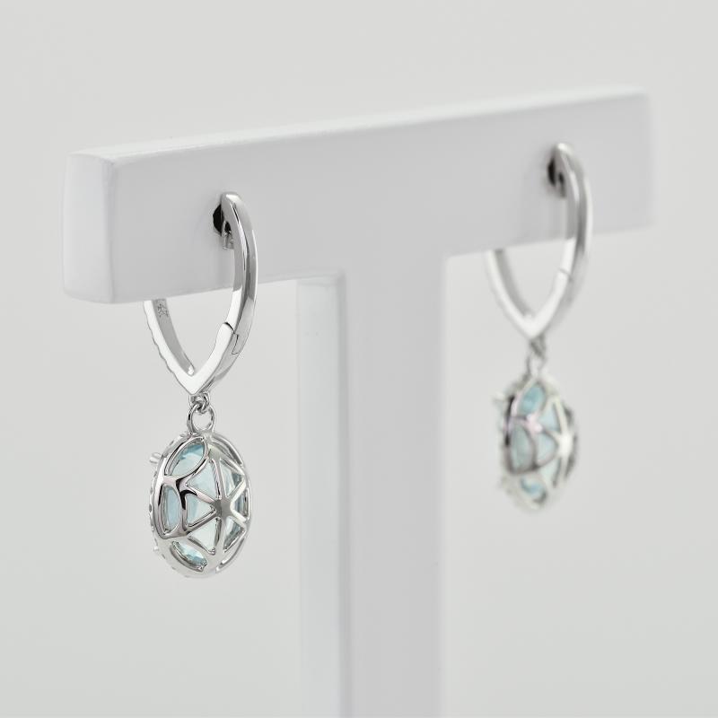 Goldene Ohrringe mit Aquamarinen und Diamanten Azura 26793