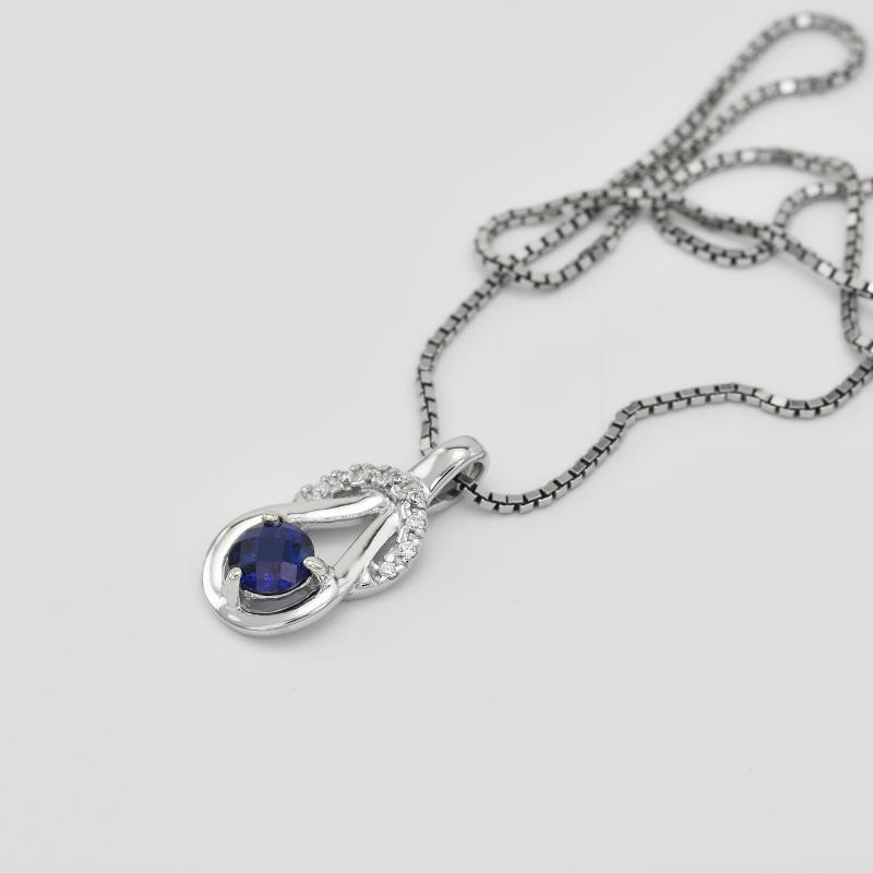 Silberhalskette mit blauem Saphir im Knotenmotiv Amadeni 28363