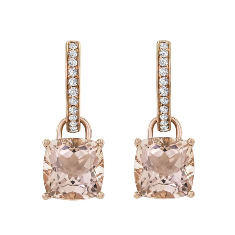 Doppel-Ohrhänger aus 750 Gold mit Morganit und Diamanten Reza