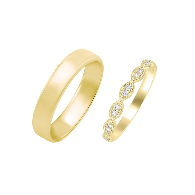 Diamant Vintage Trauring und Court Ring Talita 29873
